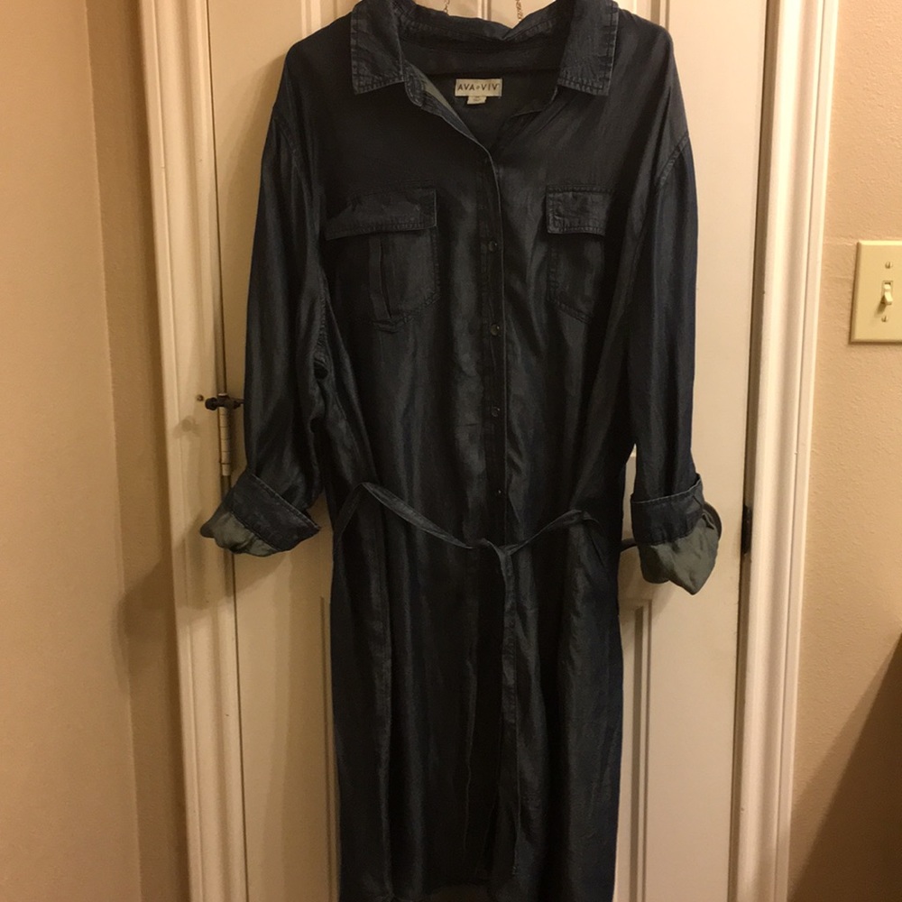 Denim cuffed sleeve dress